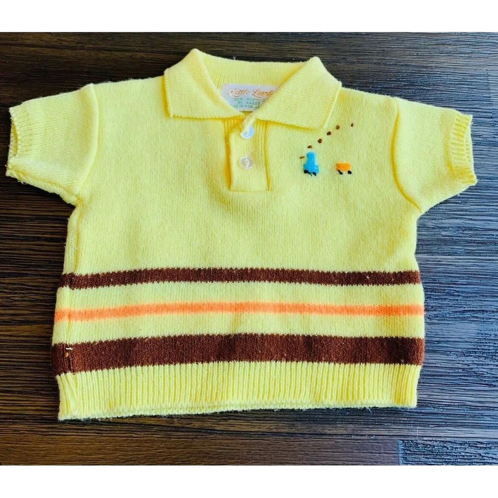 Vintage Little Lamb Baby Short Sleeve Sweater Size 18 Months Made In Japan